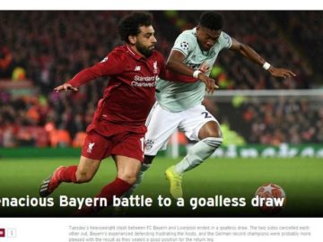 Aksi laga Liverpool Vs Bayern.