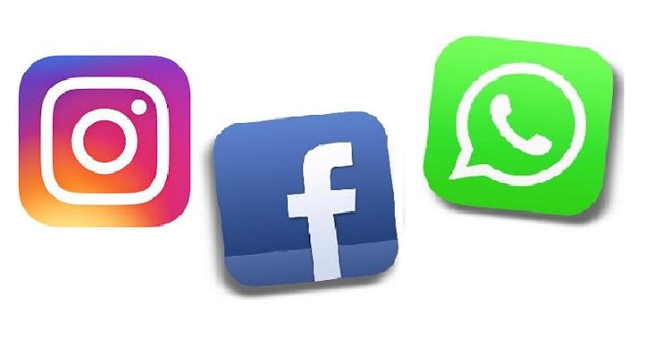 Ilustrasi logo Instagram, Facebook, Whatsapp