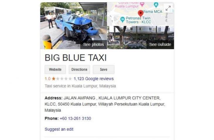 Rating Big Blue Taxi anjlok di Google Maps. (Google)